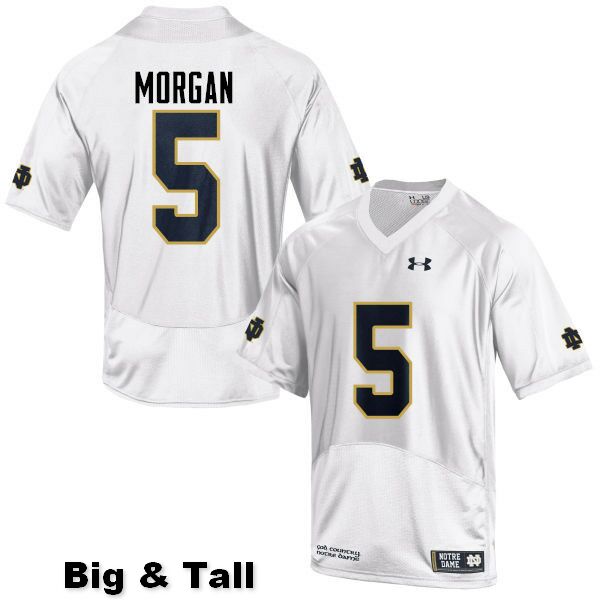 Men's NCAA Notre Dame Fighting Irish #5 Nyles Morgan Stitched College Under Armour Authentic White Big & Tall Football Jersey TK10S01RI